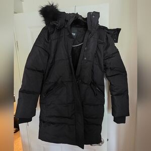 Noize Meg Faux Fur Trim Hooded Parka Coat